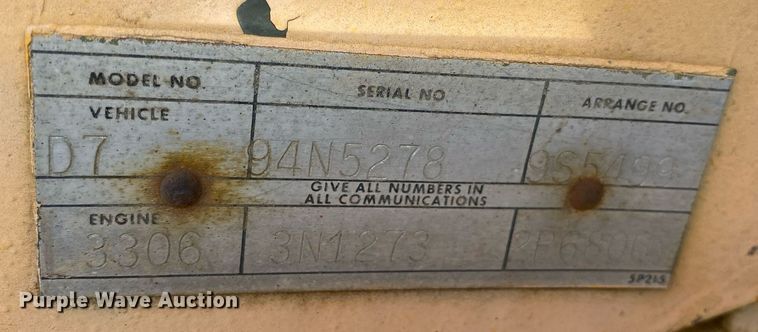 image for item DI7832 1973 Caterpillar D7F  dozer