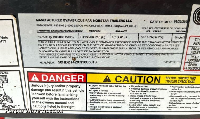 image for item DI7867 2022 Norstar Trailers LLC Iron Bull  dump trailer