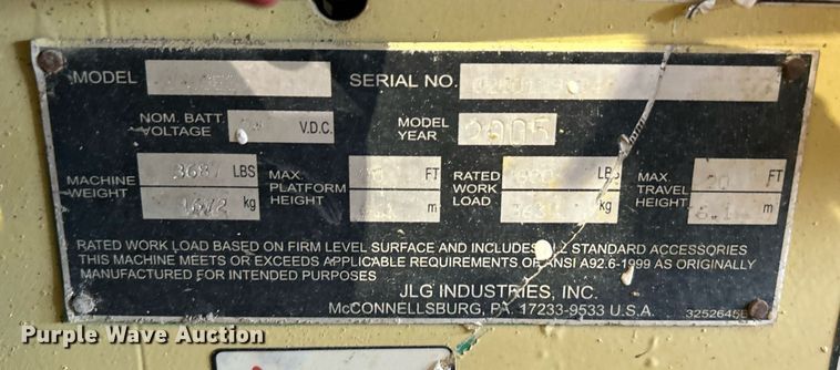 image for item DI7881 2005 JLG 2030ES  scissor lift