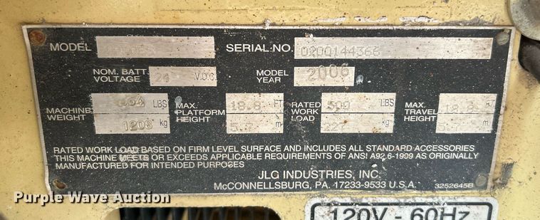 image for item DI7882 2006 JLG 1930ES  scissor lift