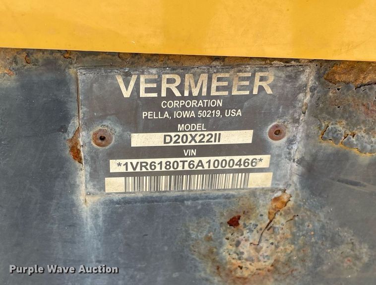 image for item DL3809 2010 Vermeer D20X22 Series II  directional boring unit