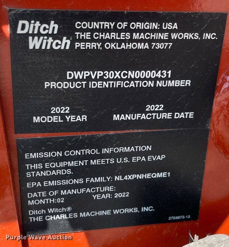 image for item DL3818 2022 Ditch Witch VP30  vibratory cable plow