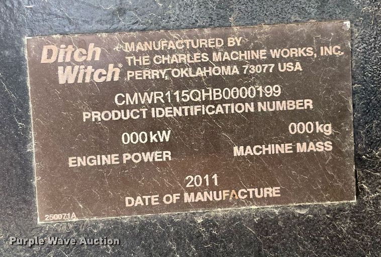 image for item DL3828 2011 Ditch Witch RT115 Quad  vibratory cable plow