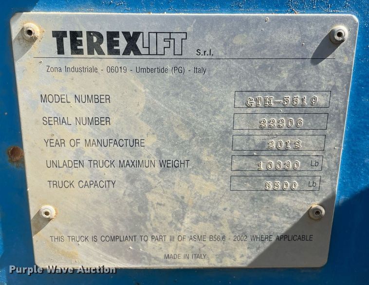 image for item DM0288 2012 Genie GTH-5519  telehandler