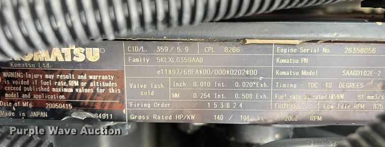 image for item DN3102 2005 Komatsu WA250-5  wheel loader