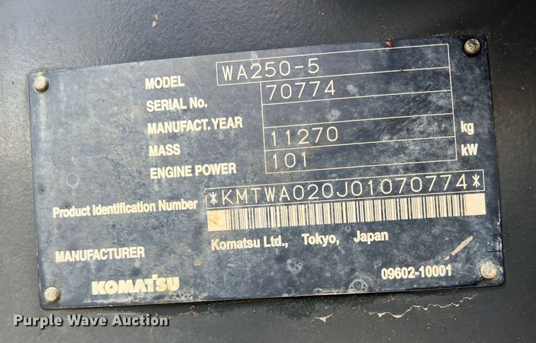 image for item DN3102 2005 Komatsu WA250-5  wheel loader