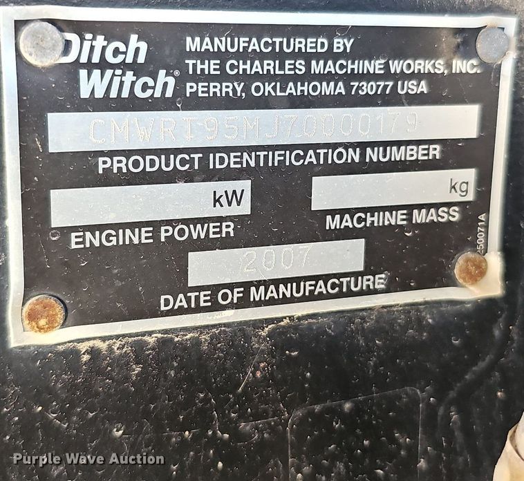 image for item DO2838 2007 Ditch Witch RT95  trencher