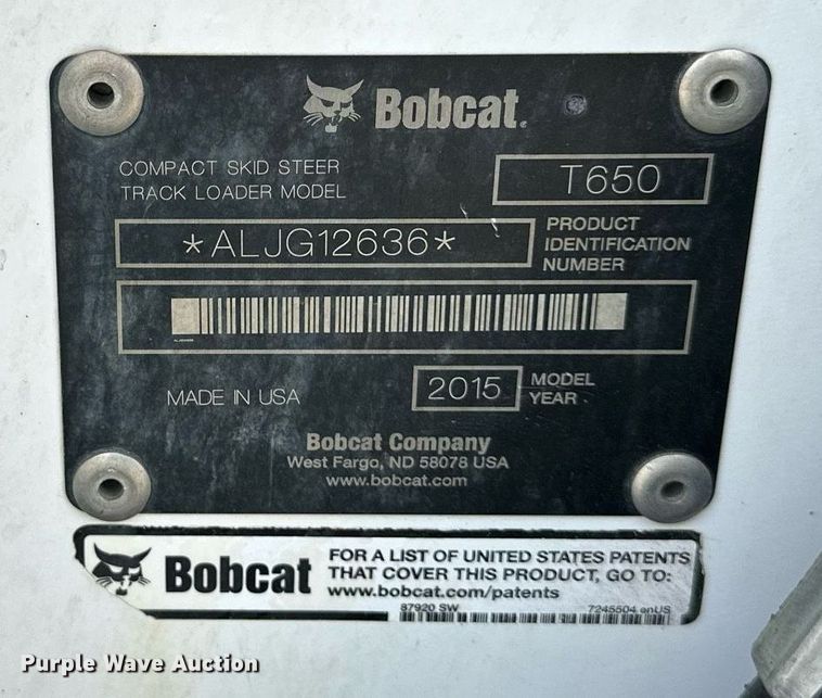 image for item DO5063 2015 Bobcat T650  tracked skid steer loader