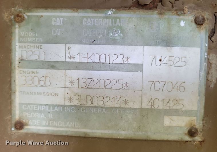 image for item DP5181 1990 Caterpillar D25D  haul truck