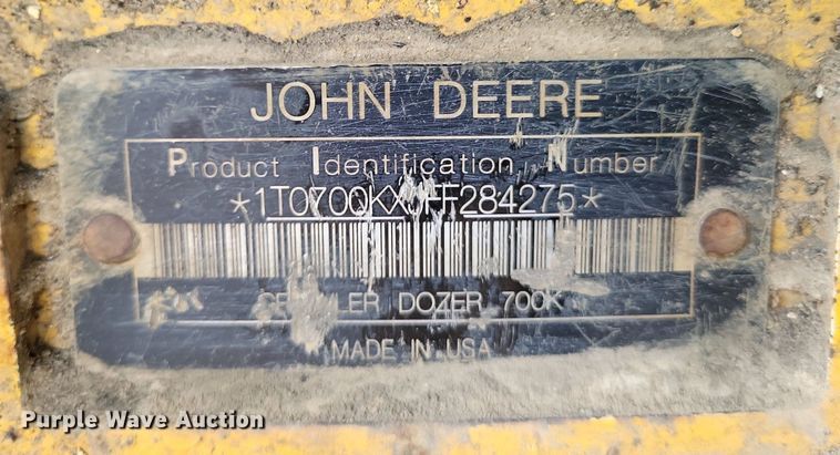 image for item DP5187 2015 John Deere 700K LGP  dozer