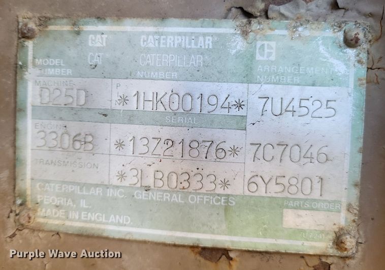 image for item DP5189 1990 Caterpillar D25D  haul truck