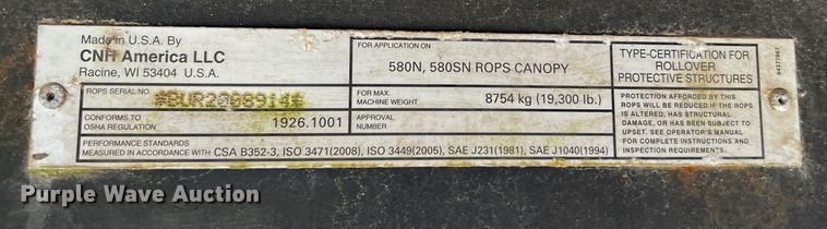 image for item DQ2036 2012 Case 580 Super N  backhoe