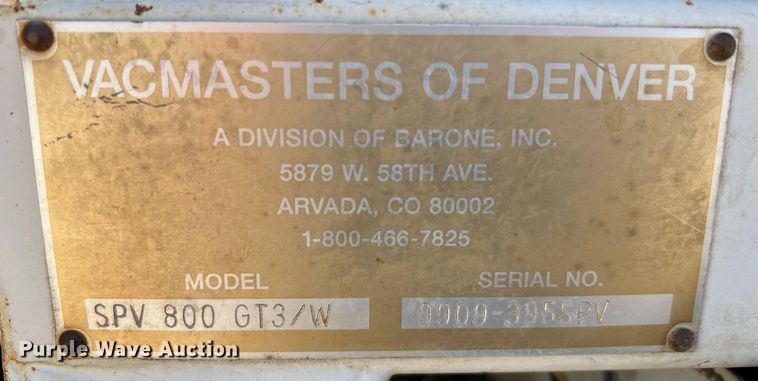 image for item DQ2103 Vacmasters of Denver SPV 800 GT3/W  vacuum excavator