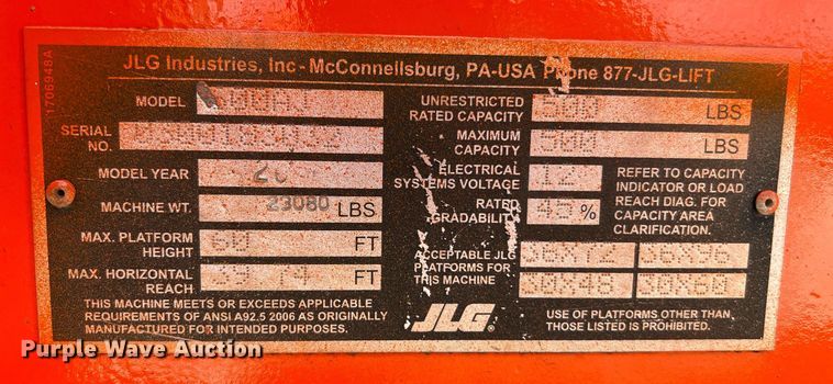 image for item DQ2107 2014 JLG 600AJ  boom lift