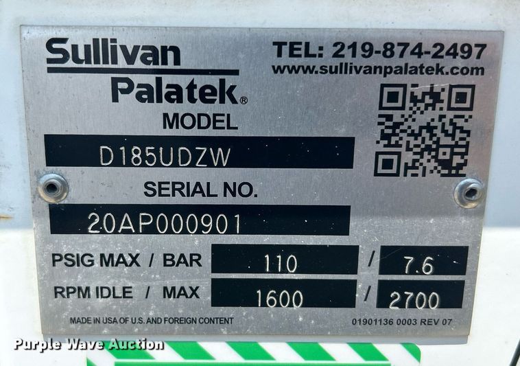 image for item DR4744 Sullivan-palatek D185UDZW  air compressor