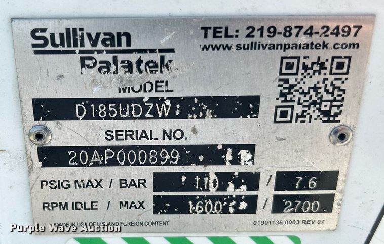 image for item DR4745 Sullivan-palatek D185UDZ  air compressor