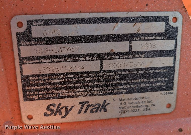 image for item DR6975 2008 SkyTrak 8042  telehandler