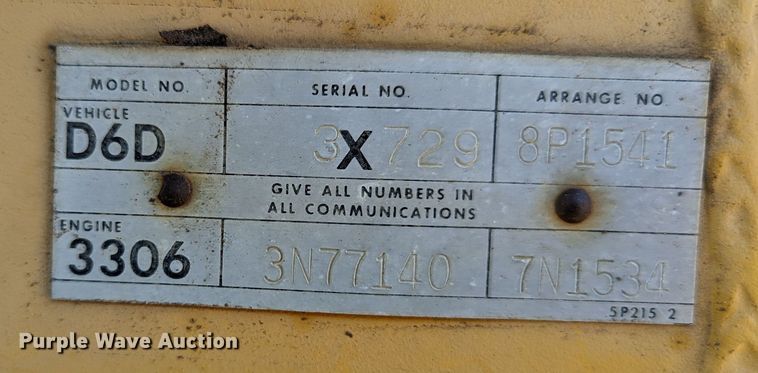 image for item DR6977 1978 Caterpillar D6D  dozer