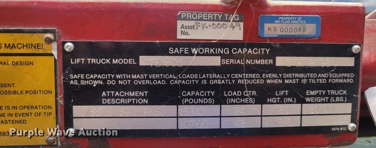 image for item FC9217 1991 Taylor TE180S  forklift