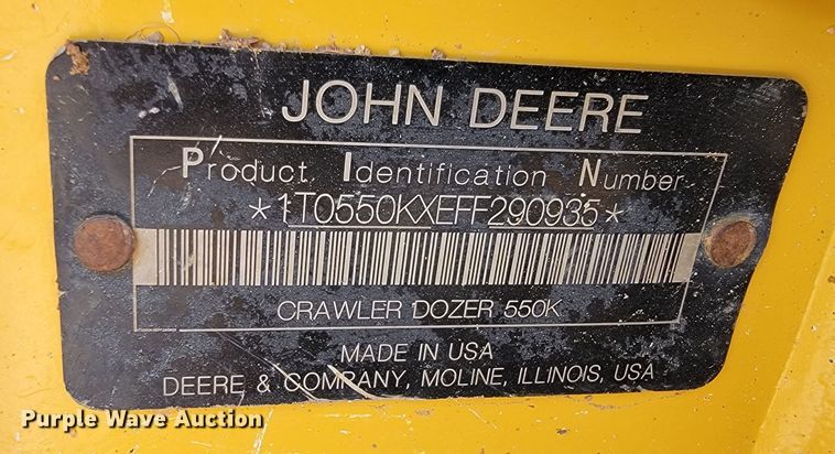 image for item HY9027 2016 John Deere 550K XLT  dozer