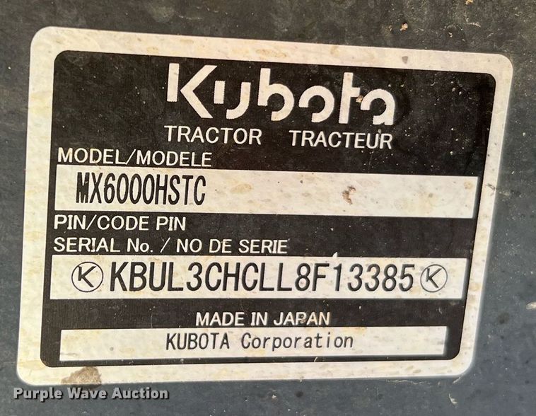 image for item II9202 Kubota MX6000  MFWD tractor
