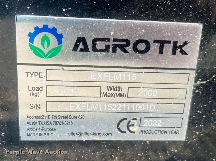 image for item II9229 2022 Agrotk EXFLM115  excavator flail mower