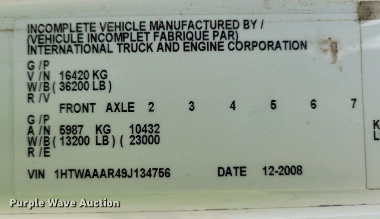 image for item JO9209 2009 International WorkStar 7300  dump truck