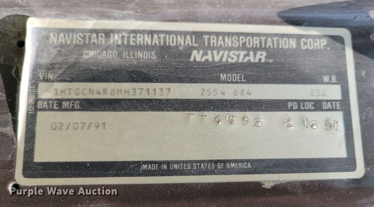 image for item JO9211 1991 International F2554  dump truck