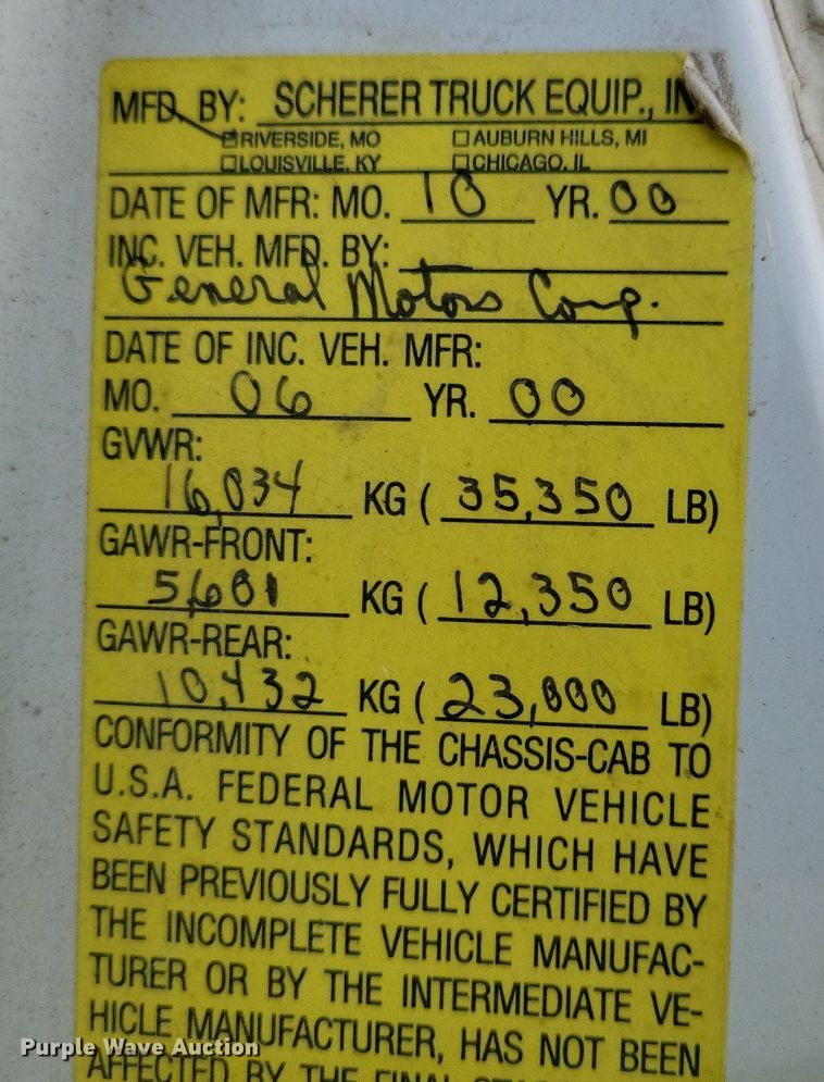 image for item JO9213 2000 GMC C8500  dump truck