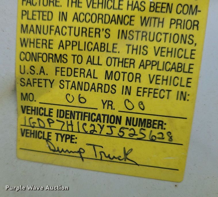 image for item JO9213 2000 GMC C8500  dump truck