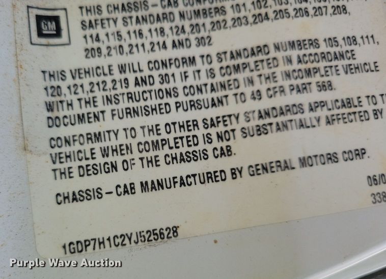 image for item JO9213 2000 GMC C8500  dump truck