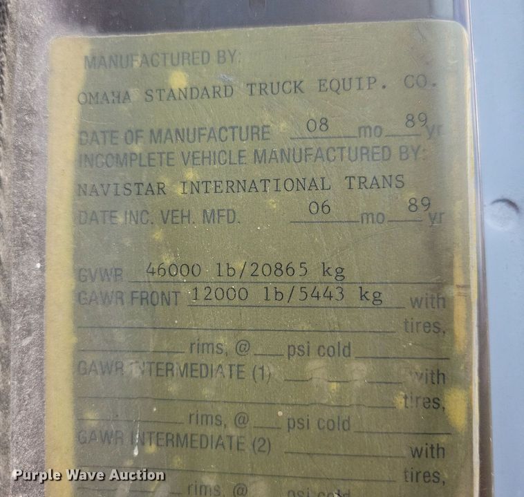 image for item JO9251 1990 International 4900  crane truck