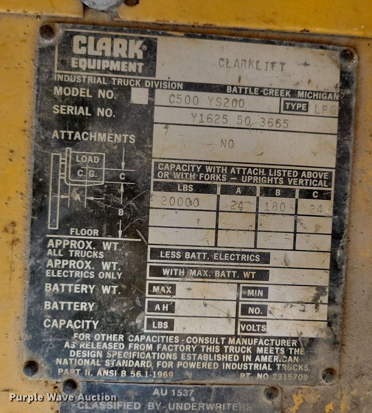 image for item JO9253 Clark C500 YS200  forklift