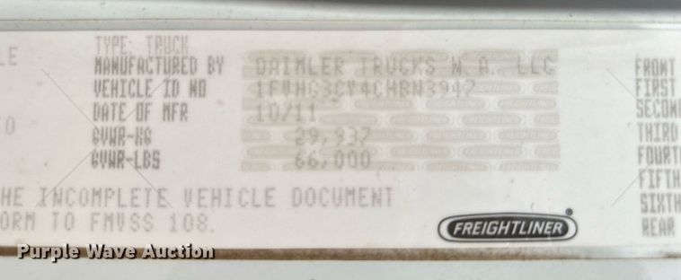 image for item KW9212 2012 Freightliner 114SD  sewer jetter truck