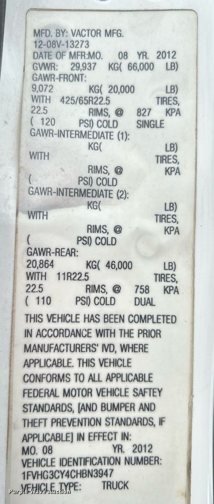 image for item KW9212 2012 Freightliner 114SD  sewer jetter truck