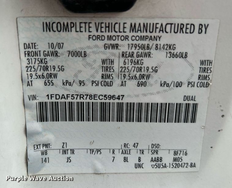 image for item KW9213 2008 Ford F550 Super Duty  bucket truck