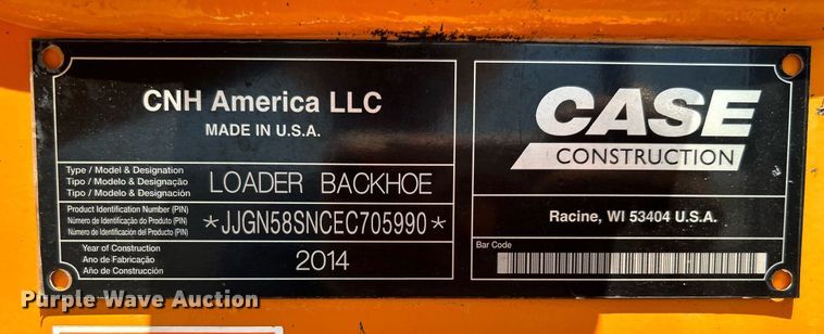 image for item KW9230 2014 Case 580 Super N  backhoe