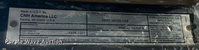 image for item KW9231 2016 Case 580 Super N  backhoe
