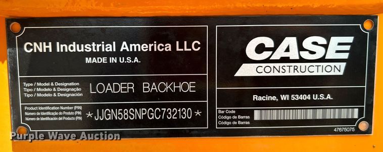 image for item KW9231 2016 Case 580 Super N  backhoe