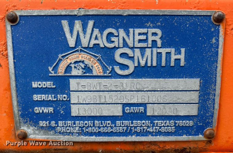 image for item KW9235 1995 Wagner Smith T-BWT-2-31RC  reel trailer