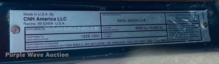 image for item KW9255 2016 Case 580 Super N  backhoe