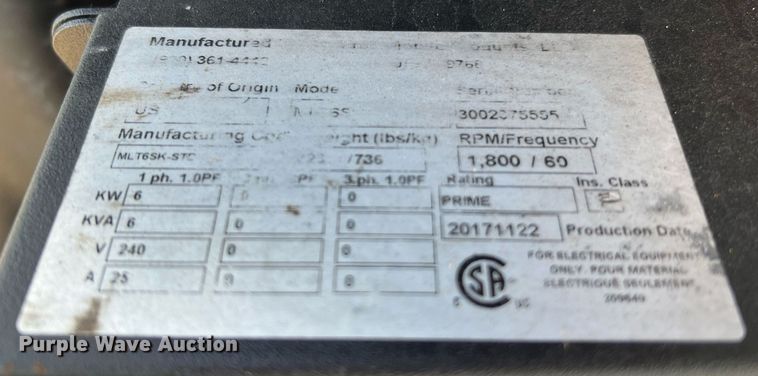 image for item LF9286 2017 Generac Magnum  light plant