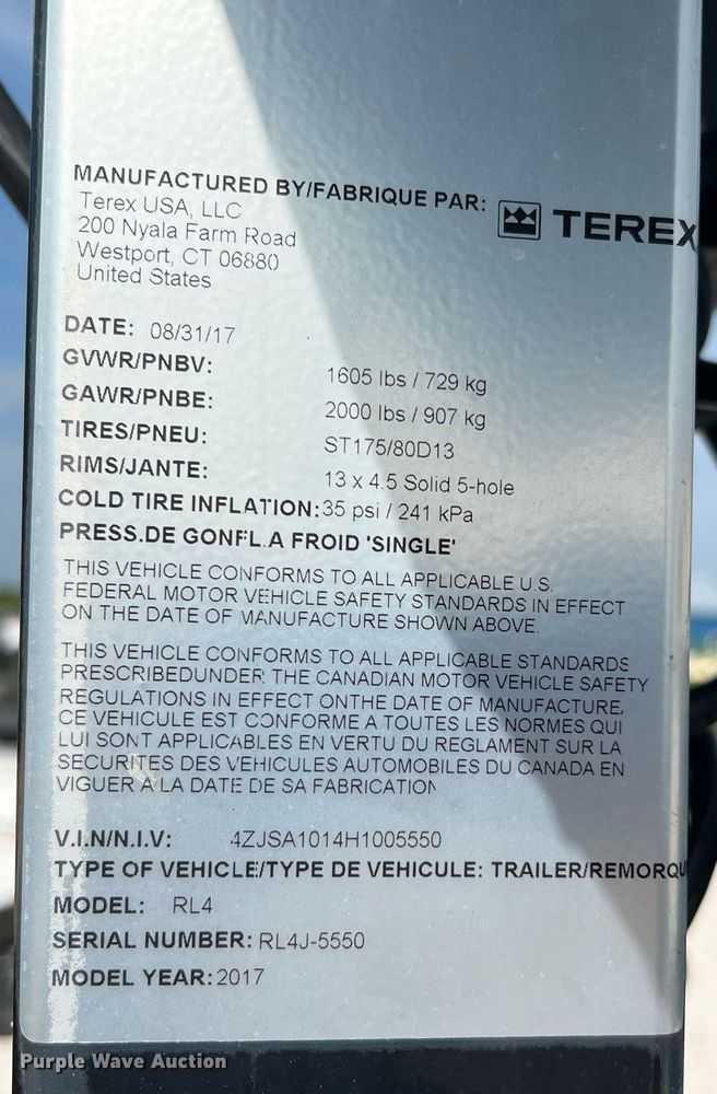 image for item LF9301 2017 Terex Genie RL4  light plant