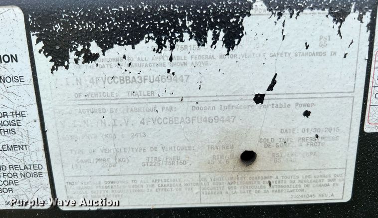 image for item LF9312 2015 Doosan P425/HP375 air compressor