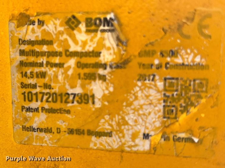 image for item LF9320 2017 Bomag BMP8500  trench compactor
