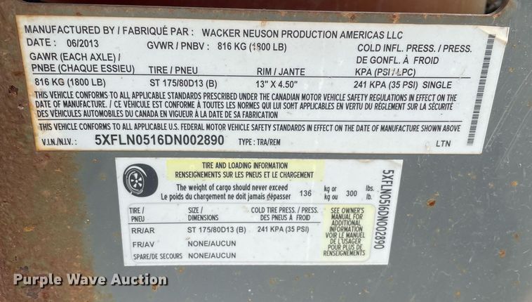 image for item LJ9767 2013 Wacker Neuson LTN6K  light plant