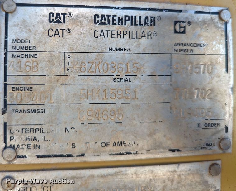 image for item LM9794 1994 Caterpillar 416B  backhoe