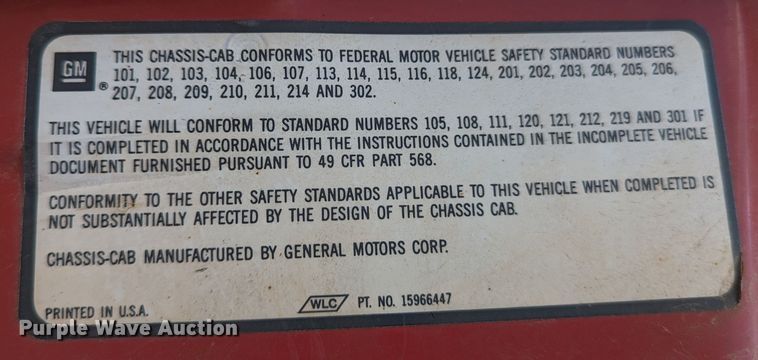 image for item LM9817 1994 Chevrolet Kodiak C6500  dump truck