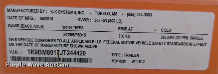 image for item LM9830 2018 K&K Systems MB14281  message board trailer