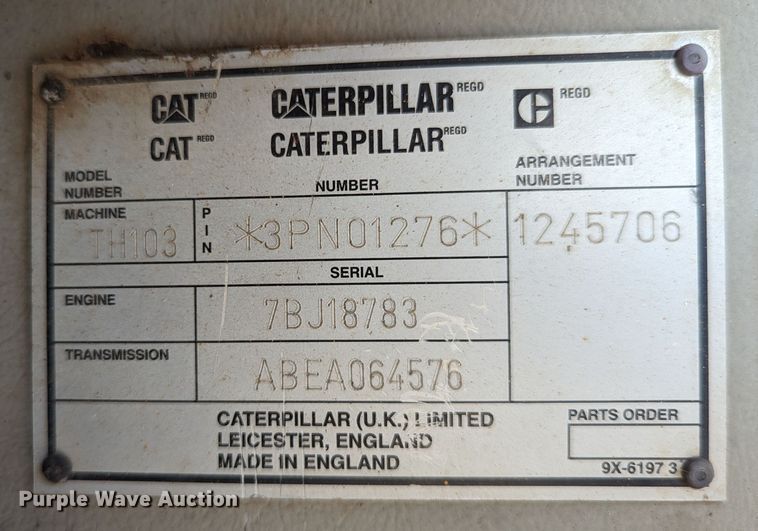 image for item LM9831 2000 Caterpillar TH103  telehandler